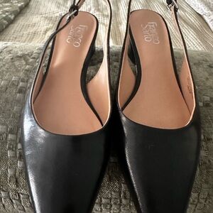 Franco Sarto Black Leather Slingback Heels